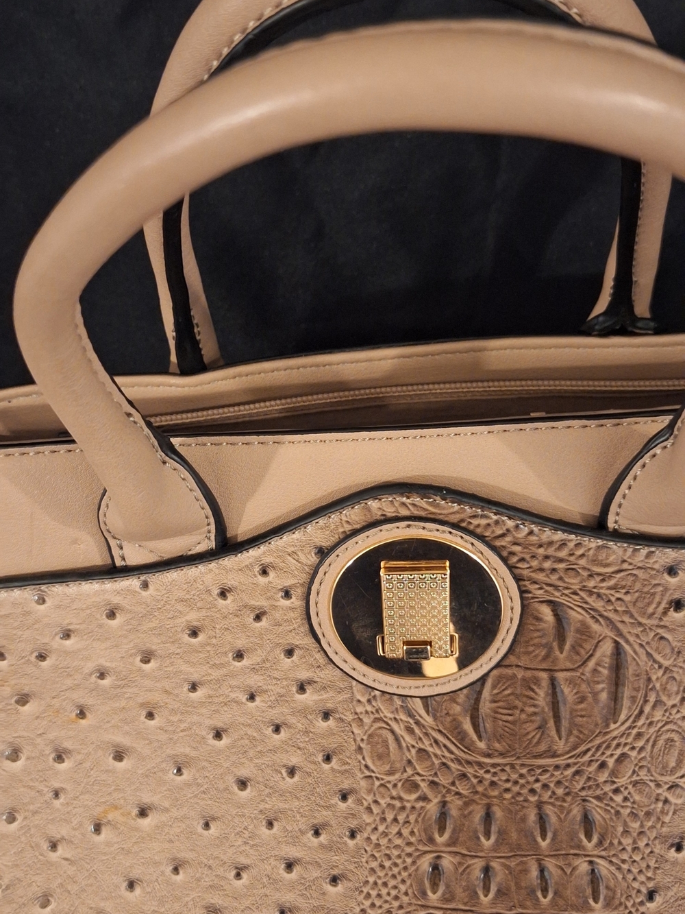 Taupe Textured Tote Bag with Matching Wristlet - Women's Fashion Handbag. - Picture 3 of 10